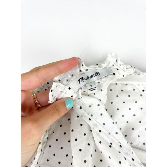 Madewell Mockneck Ruffle Top in Flocked Dot‎ Size S - Picture 14 of 14